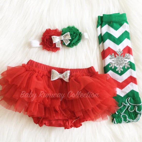 Baby GIRL CHRISTMAS OUTFIT 3 PIECE SET - Picture 1 of 6